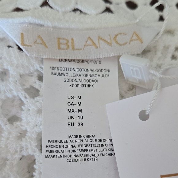 NWT La Blanca Waverly Crochet Swimsuit Coverup - Ivory - Picture 9 of 10